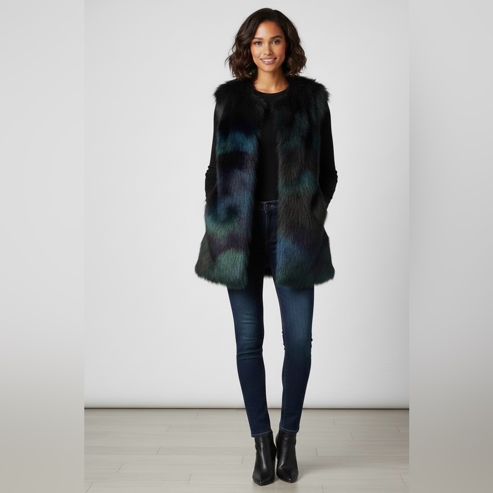Sleeveless Faux fur vest in a multicolor design